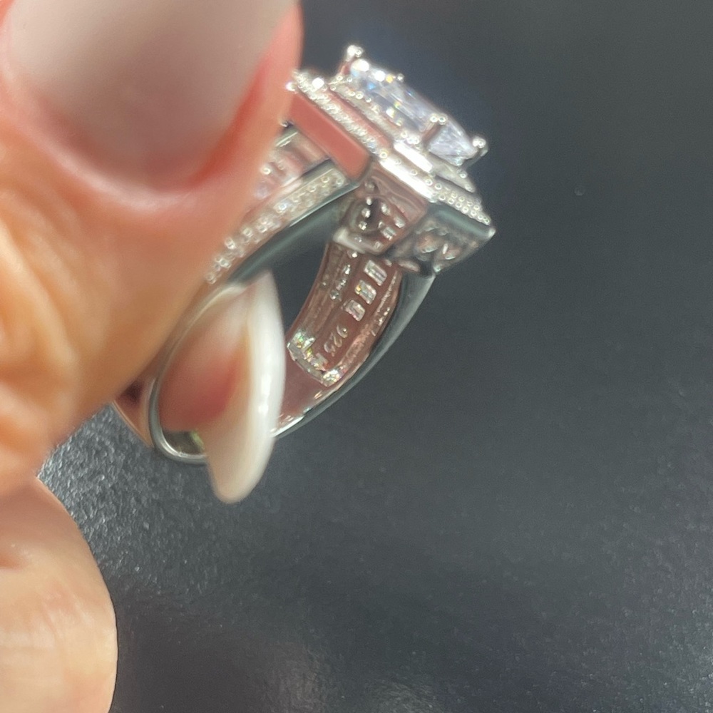 Solid Plata 925 Silver Size 9 Ring Austrian Crytal - image 4